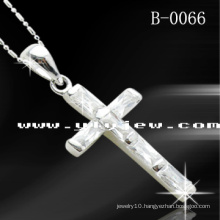 925 Silver CZ Cross Pendant (B-0066)